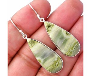 Natural Serpentine Earrings SDE79315 E-1001, 12x29 mm