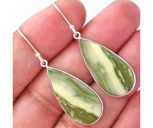 Natural Serpentine Earrings SDE79321 E-1001, 13x27 mm