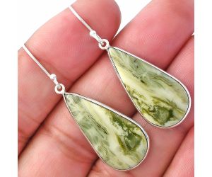 Natural Serpentine Earrings SDE79324 E-1001, 13x27 mm