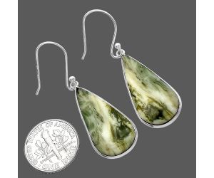 Natural Serpentine Earrings SDE79324 E-1001, 13x27 mm