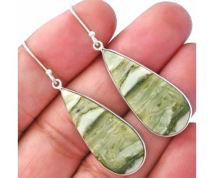 Natural Serpentine Earrings SDE79328 E-1001, 14x32 mm