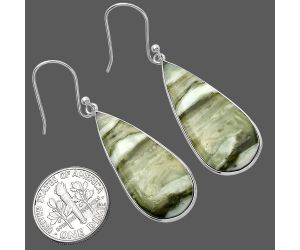 Natural Serpentine Earrings SDE79328 E-1001, 14x32 mm