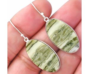 Natural Serpentine Earrings SDE79333 E-1001, 14x25 mm