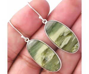 Natural Serpentine Earrings SDE79339 E-1001, 13x26 mm