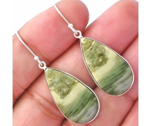 Natural Serpentine Earrings SDE79349 E-1001, 14x25 mm