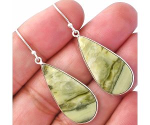 Natural Serpentine Earrings SDE79351 E-1001, 13x29 mm