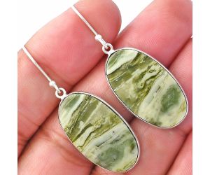 Natural Serpentine Earrings SDE79352 E-1001, 14x25 mm