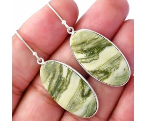 Natural Serpentine Earrings SDE79354 E-1001, 16x29 mm