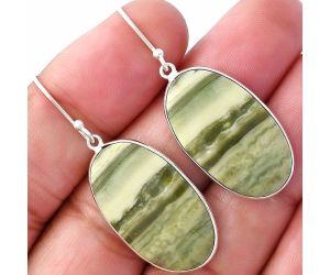 Natural Serpentine Earrings SDE79358 E-1001, 12x26 mm