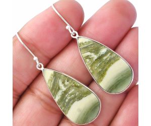 Natural Serpentine Earrings SDE79360 E-1001, 14x27 mm