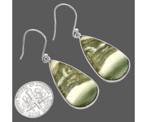 Natural Serpentine Earrings SDE79360 E-1001, 14x27 mm