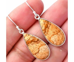 Picture Jasper Earrings SDE80067 E-1001, 12x24 mm