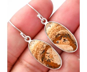 Picture Jasper Earrings SDE80080 E-1001, 11x22 mm