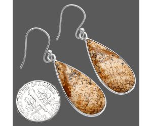 Picture Jasper Earrings SDE80103 E-1001, 13x27 mm