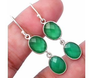 Green Onyx Briolette Checker Earrings SDE80193 E-1006, 8x10 mm