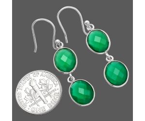 Green Onyx Briolette Checker Earrings SDE80193 E-1006, 8x10 mm