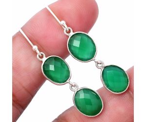 Green Onyx Briolette Checker Earrings SDE80194 E-1006, 8x10 mm