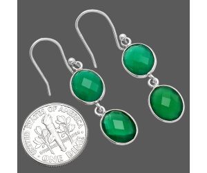 Green Onyx Briolette Checker Earrings SDE80194 E-1006, 8x10 mm