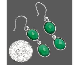 Green Onyx Briolette Checker Earrings SDE80195 E-1006, 8x10 mm