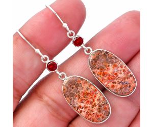 Poppy Jasper and Garnet Earrings SDE80530 E-1002, 12x21 mm