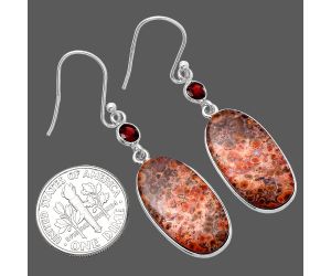 Poppy Jasper and Garnet Earrings SDE80530 E-1002, 12x21 mm