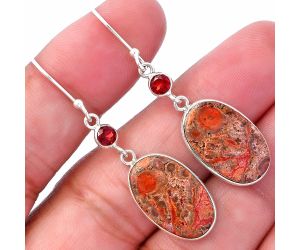 Poppy Jasper and Garnet Earrings SDE80534 E-1002, 12x19 mm