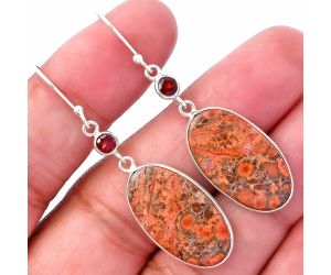 Poppy Jasper and Garnet Earrings SDE80537 E-1002, 13x23 mm