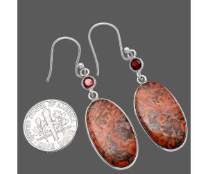 Poppy Jasper and Garnet Earrings SDE80537 E-1002, 13x23 mm