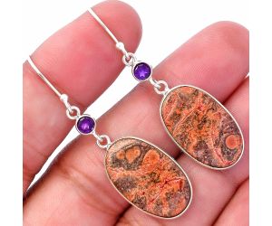 Poppy Jasper and Amethyst Earrings SDE80540 E-1002, 13x22 mm