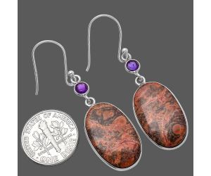 Poppy Jasper and Amethyst Earrings SDE80540 E-1002, 13x22 mm