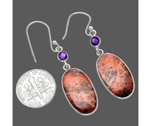 Poppy Jasper and Amethyst Earrings SDE80542 E-1002, 12x21 mm