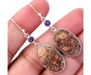 Poppy Jasper and Amethyst Earrings SDE80547 E-1002, 14x21 mm