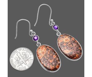 Poppy Jasper and Amethyst Earrings SDE80547 E-1002, 14x21 mm