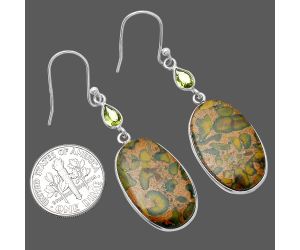 Bamboo Jasper and Peridot Earrings SDE80558 E-1002, 14x23 mm