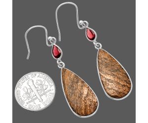 Picture Jasper and Garnet Earrings SDE80562 E-1002, 11x23 mm