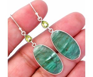 Oregon Skaggs Jasper and Peridot Earrings SDE80602 E-1002, 14x24 mm