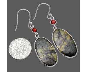 Star Galaxy Jasper and Garnet Earrings SDE80637 E-1002, 14x24 mm