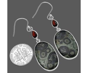 Star Galaxy Jasper and Garnet Earrings SDE80694 E-1002, 14x23 mm