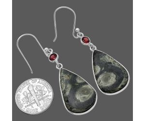 Star Galaxy Jasper and Garnet Earrings SDE80695 E-1002, 14x23 mm