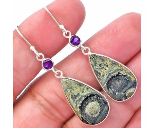 Star Galaxy Jasper and Amethyst Earrings SDE80701 E-1002, 12x22 mm