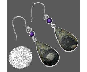 Star Galaxy Jasper and Amethyst Earrings SDE80701 E-1002, 12x22 mm