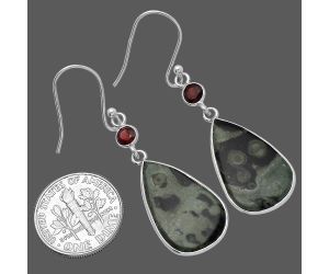 Star Galaxy Jasper and Garnet Earrings SDE80702 E-1002, 13x21 mm