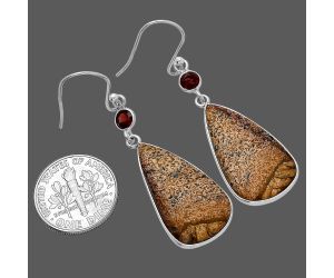 Picture Jasper and Garnet Earrings SDE80732 E-1002, 14x25 mm