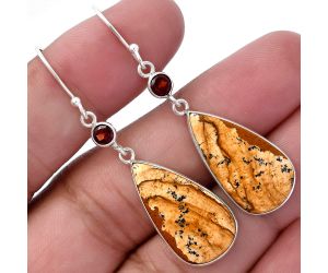 Picture Jasper and Garnet Earrings SDE80853 E-1002, 12x24 mm