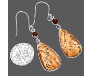 Picture Jasper and Garnet Earrings SDE80853 E-1002, 12x24 mm