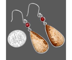 Picture Jasper and Garnet Earrings SDE80856 E-1002, 12x24 mm