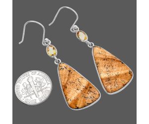 Picture Jasper and Citrine Earrings SDE80863 E-1002, 15x25 mm