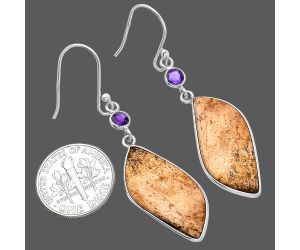 Picture Jasper and Amethyst Earrings SDE80865 E-1002, 12x26 mm