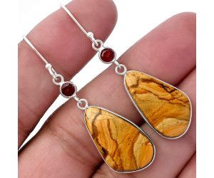 Picture Jasper and Garnet Earrings SDE80866 E-1002, 13x23 mm