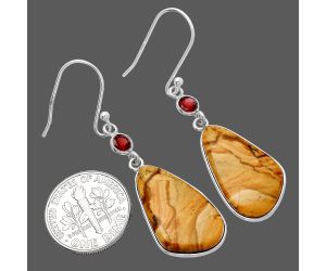 Picture Jasper and Garnet Earrings SDE80866 E-1002, 13x23 mm